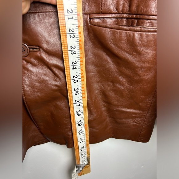 Hind Leather 100% Genuine Leather Brown Vtg 90s y2K Sz L retro boho motorcycle - Picture 7 of 14